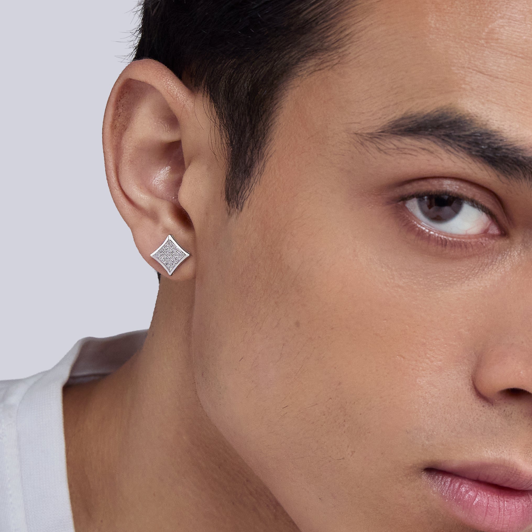 Frost Grid Diamond Studs [Single Stud]