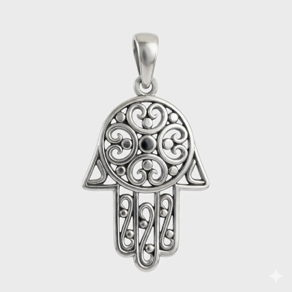 Spiral Hamsa Charm