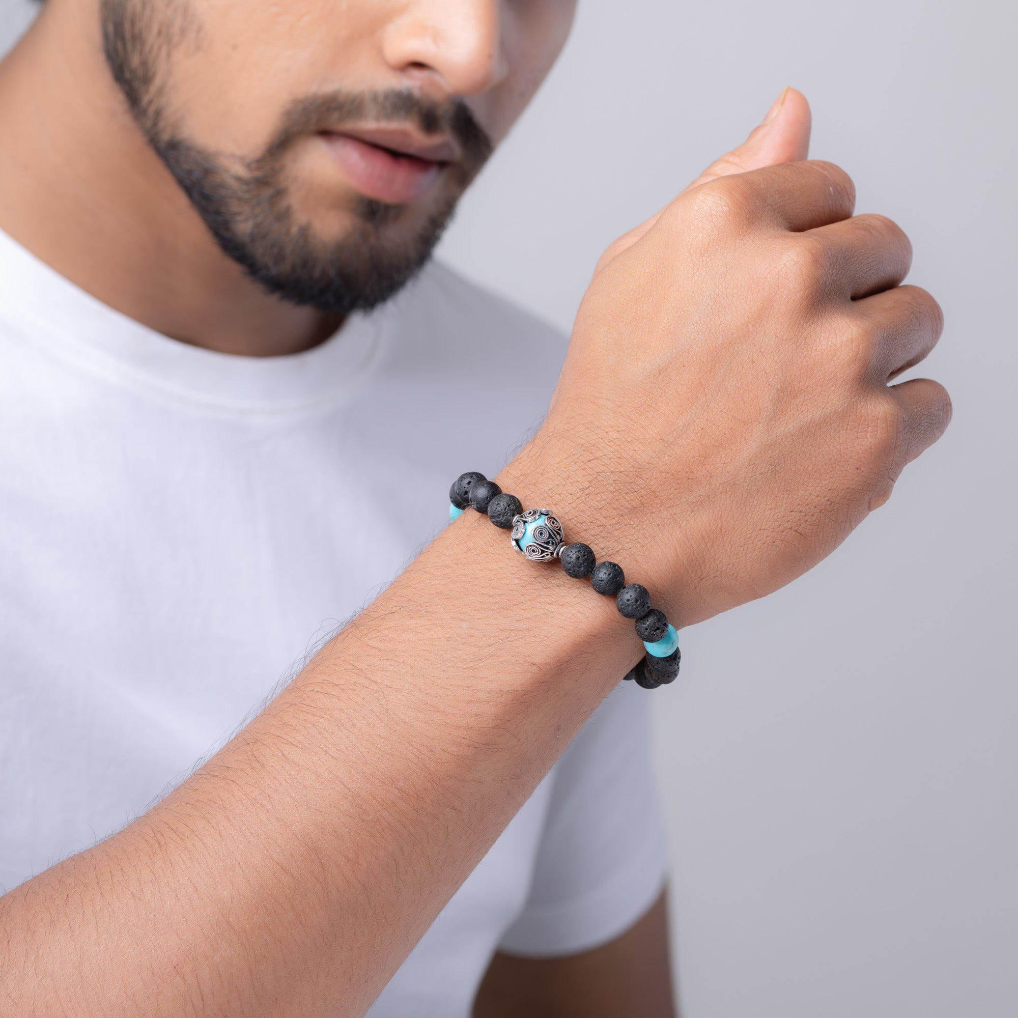 Lava Stone and Turquoise Bracelet